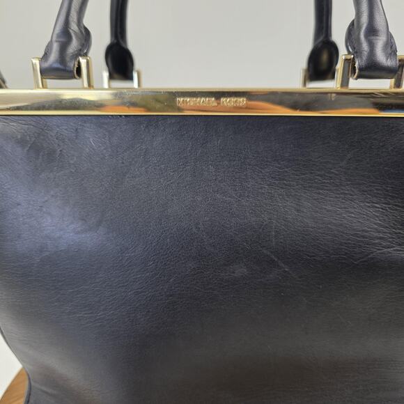 Michael Michael Kors Satchel Womens Black Leather Gold Hardware Crossbody Bag - Picture 2 of 16